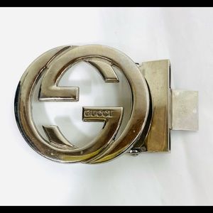 Vintage Gucci Silver GG Logo interlocking Belt Buckle